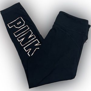 NWOT Pink Victoria’s Secret Black and Gold Mesh Yoga Leggings | Size Large